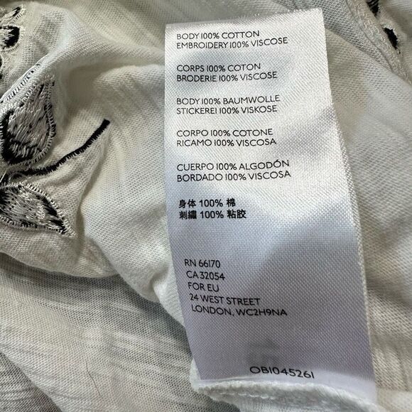 Anthropologie Annie Embroidered Off The Shoulder Top size XS White Black - Picture 10 of 10